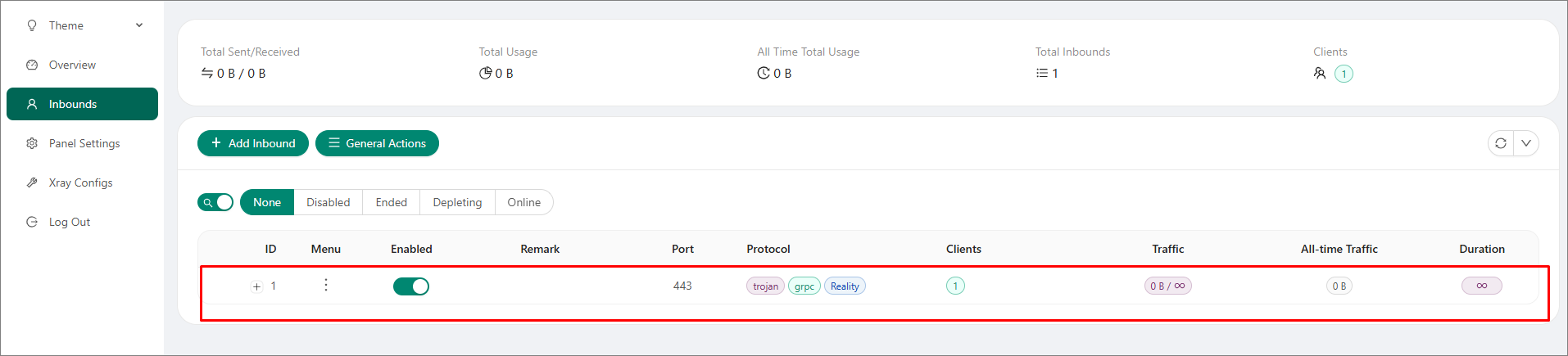 You have configured your first 3X-UI connection