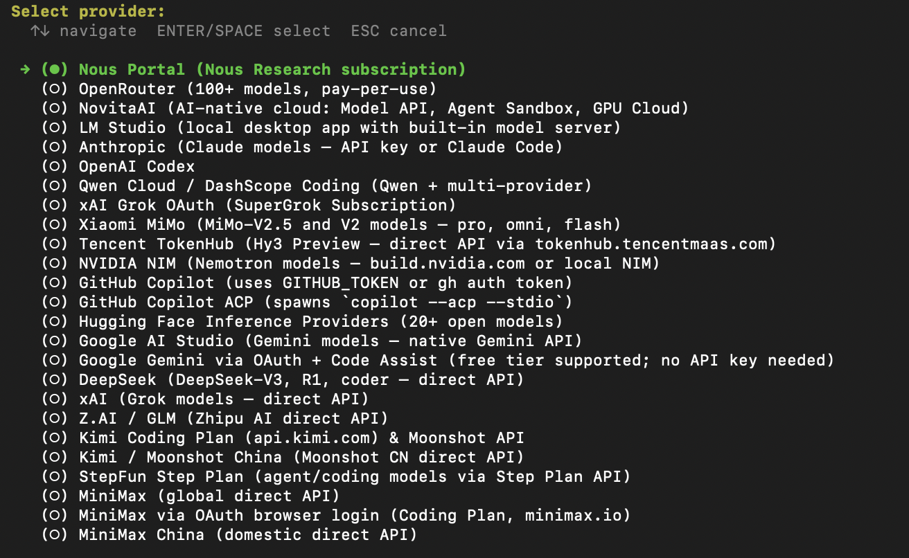 Choose OpenRouter (100+ models, pay-per-use) from the list.