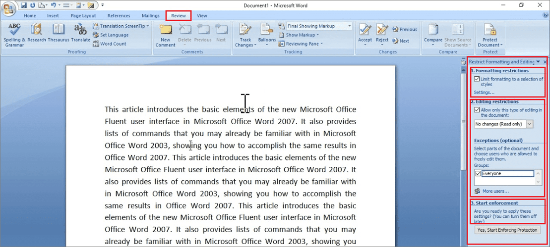Protecting Microsoft Word Documents