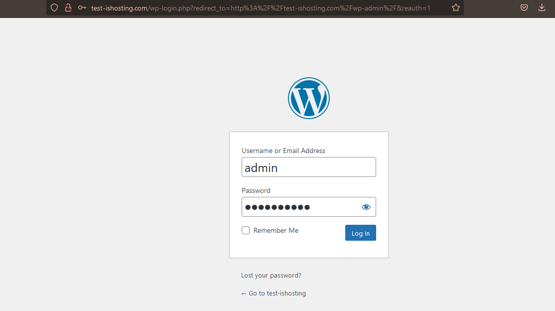 Вход в админку WordPress