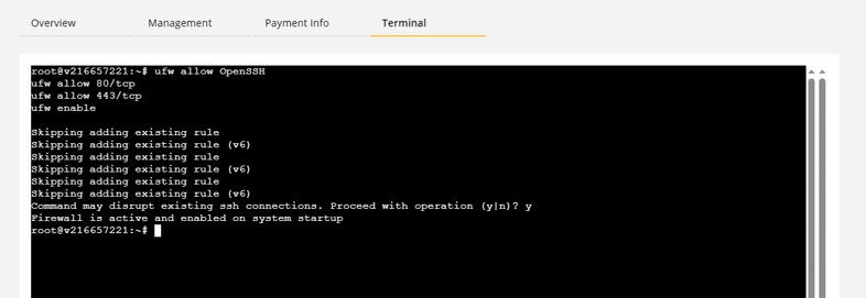 UFW firewall setup on a VPS