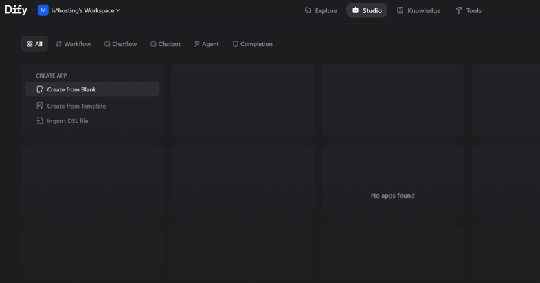 Dify Studio — Create from Blank